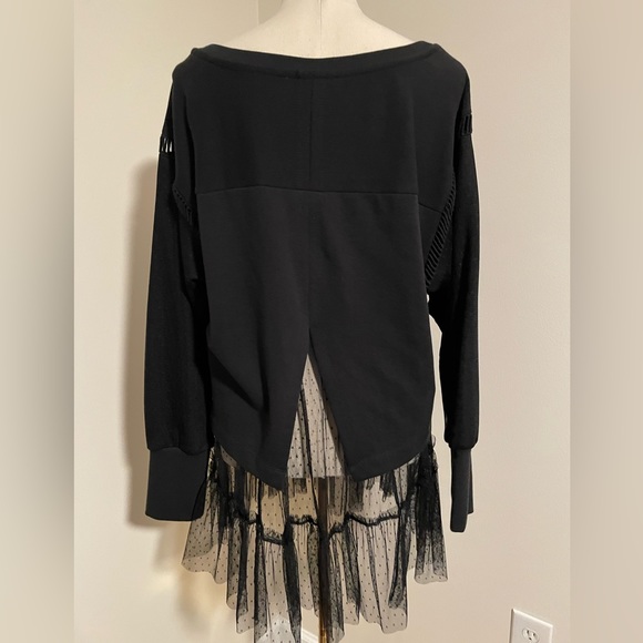 By Anthropologie Black Tulle Layered Sweatshirt - Picture 10 of 10